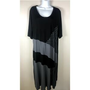 New Suzanne Betro Women's Dress Size 1X Long Sleeve Black And Gray